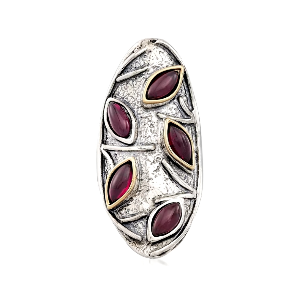 3.60 ct. t. w. Marquise Garnet Knuckle Ring in sterling silver size 5